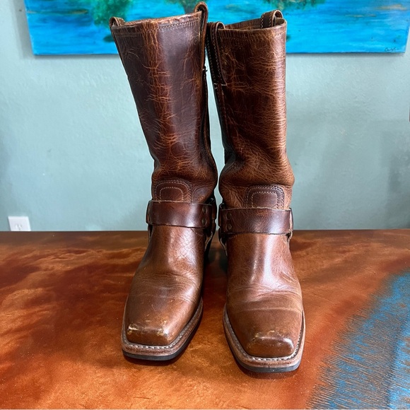 Vintage Frye 12R Brown leather Harness Boots USA Cowgirl size 6 - Picture 8 of 16